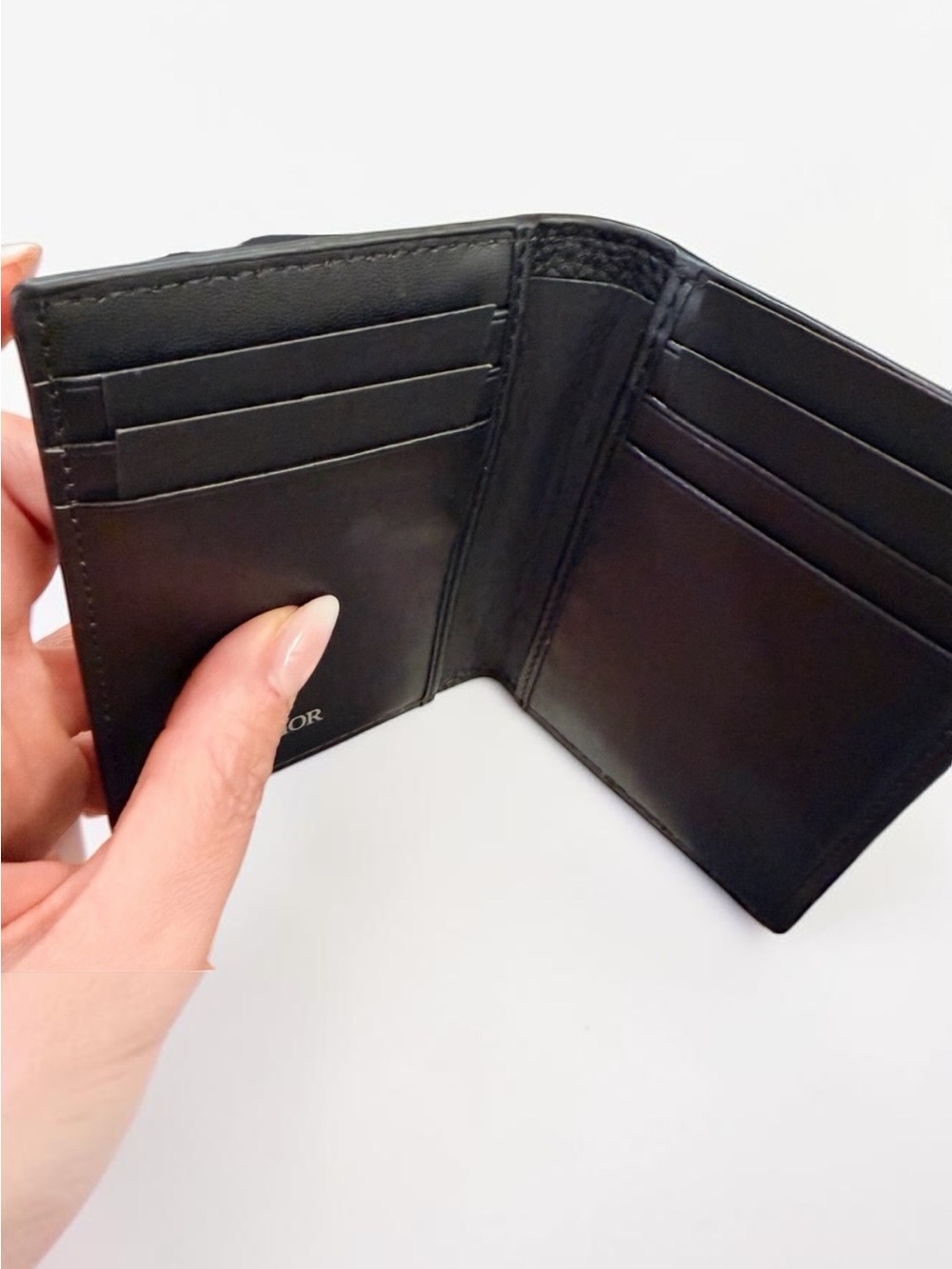 Dior Parfums Black Textured Leather Card Holder with dust bag - NIB - Picture 7 of 13